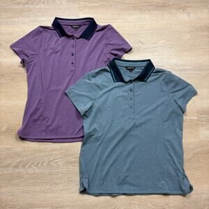 Kerrits Equestrian Stripped Polo Short Sleeve Shirts (2) Women's L